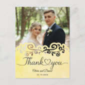 Modern Script Love Heart Wedding Flat Thank You Briefkaart (Voorkant)