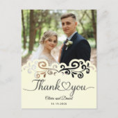 Modern Script Love Heart Wedding Flat Thank You Po Briefkaart (Voorkant)