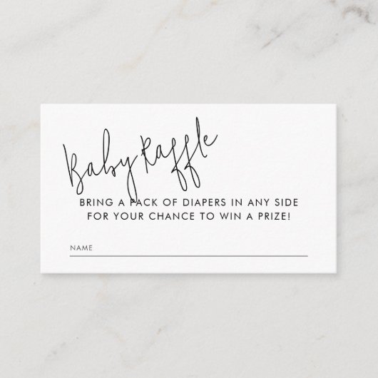 Modern Script Luier Raffle Informatiekaartje (Voorkant)
