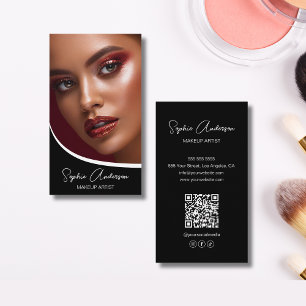 Modern Script Make-up Artist Zwart-wit Visitekaartje