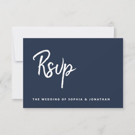 Modern Script Marine Blauw | Bruiloft Maaltijd Keu RSVP Kaartje (Voorkant)