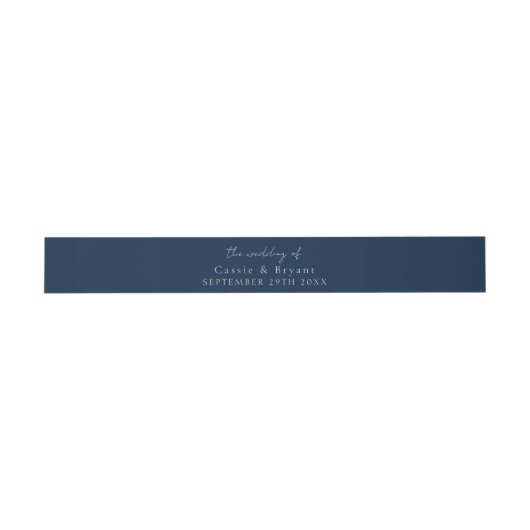 Modern Script Marine Blauw Bruiloft van Uitnodigingen Wikkel (Vlak)