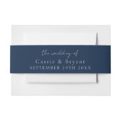 Modern Script Marine Blauw Bruiloft van Uitnodigingen Wikkel (Voorkant Voorbeeld)