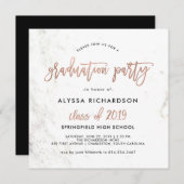 Modern script | Marmeren Graduation Party Roos Gol Kaart (Voorkant / Achterkant)