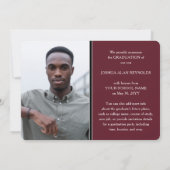 Modern Script Maroon en Wit 4 Foto Afstuderen Aankondiging (Achterkant)