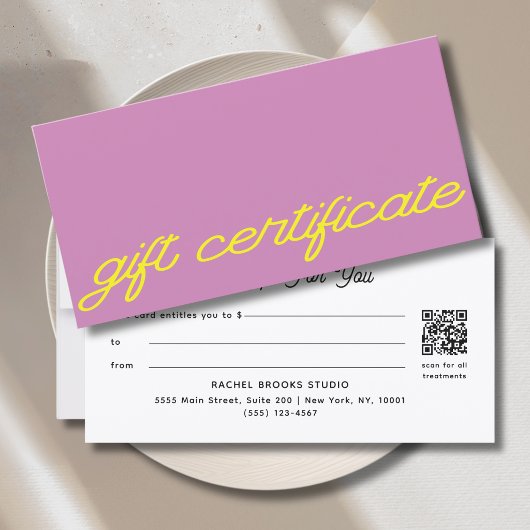 Modern Script Mauve Roze QR Code Cadeaubon