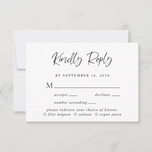 Modern Script Menu Keuze Bruiloft RSVP Kaart (Voorkant)