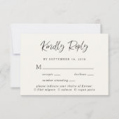 Modern Script Menu Keuze Crème Bruiloft RSVP Kaart (Voorkant)
