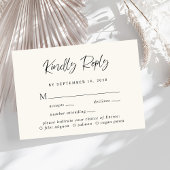Modern Script Menu Keuze Crème Bruiloft RSVP Kaart