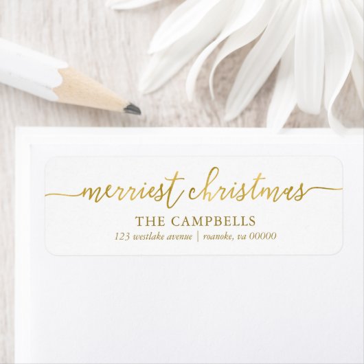 Modern script 'Merriest Kerstmis' Label (Insitu)