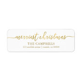 Modern script 'Merriest Kerstmis' Label (Voorkant)