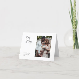 Modern script, Merry & Bright Folded Single Photo Feestdagen Kaart