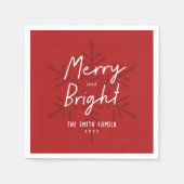 Modern Script Merry & Bright Snowflakes Christmas Servet (Voorkant)