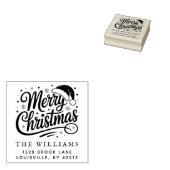 Modern Script Merry Christmas Return Address Rubberstempel (Gestempeld)