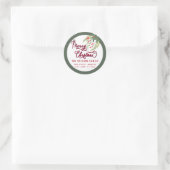 Modern script Merry Christmas rood holly Label (Tas)