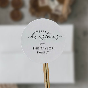 Modern Script Merry Kerstfeestdag Ronde Sticker