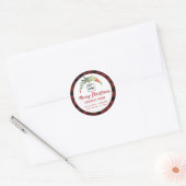 Modern script Merry Kerstred holly logo Ronde Sticker (Envelop)