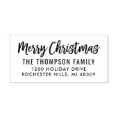 Modern Script Merry-kerstretouradres Rubberstempel (Afrduk)