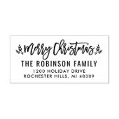 Modern Script Merry-kerstretouradres Rubberstempel (Afrduk)