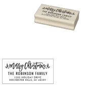 Modern Script Merry-kerstretouradres Rubberstempel (Gestempeld)