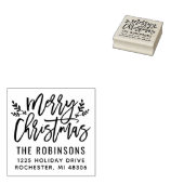 Modern Script Merry-kerstretouradres Rubberstempel (Gestempeld)