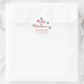 Modern script Merry Kerstsnowflakes Ronde Sticker (Tas)