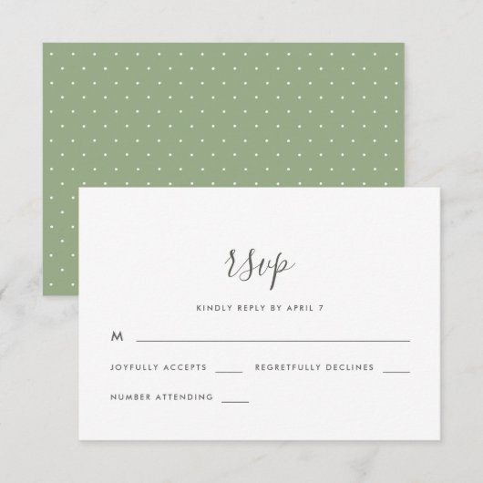 Modern script met Stippen Wedding Rsvp Kaartje (Voorkant / Achterkant)