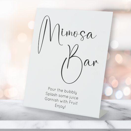 Modern Script Mimosa Bar Reclamebord Met Voetstuk