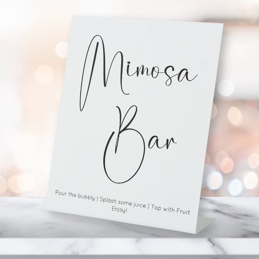 Modern Script Mimosa Bar-Vrijgezellenfeest Reclamebord Met Voetstuk
