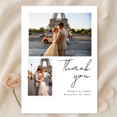 Modern Script Minimal Destination Photo Wedding Bedankkaart