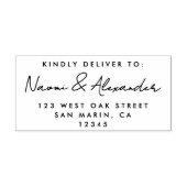 Modern Script Minimal Wedding RSVP Retouradres Zelfinktende Stempel (Design)