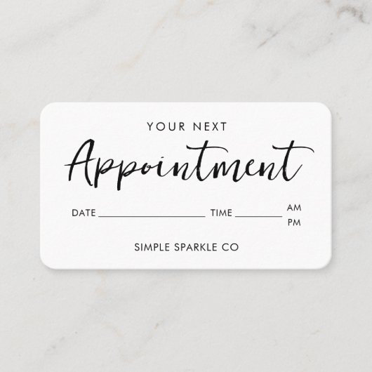 Modern Script Minimale Afspraakherinnering Kaart Afsprakenkaartje (Voorkant)