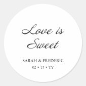 Modern Script Minimale kalligrafie Witte bruiloft Ronde Sticker (Voorkant)