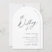 Modern script minimalist arch wedding kaart (Voorkant)