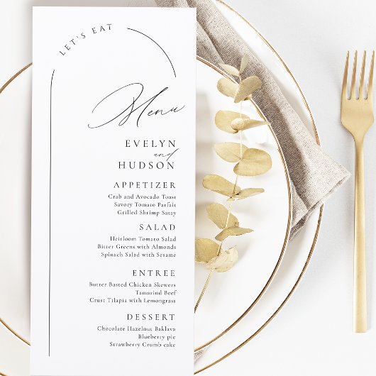 Modern Script Minimalist Arch Wedding Menu
