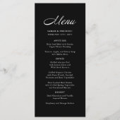 Modern Script Minimalist Black Wedding Menu (Voorkant)