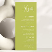 Modern Script Minimalist Let's Eat White Wedding   Menu