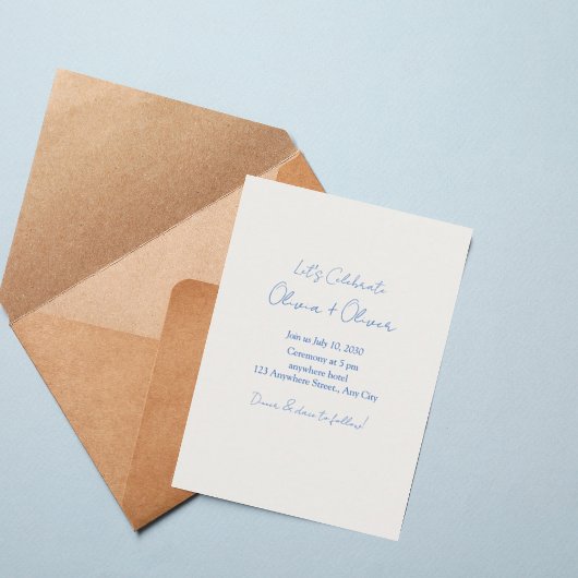 Modern Script Minimalist Wedding Invitation