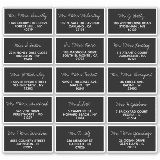 Modern Script Minimalistic Wedding Guest Address Sticker (Voorkant)