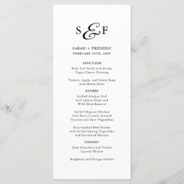 Modern Script minimalistisch monogram wit bruiloft Menu