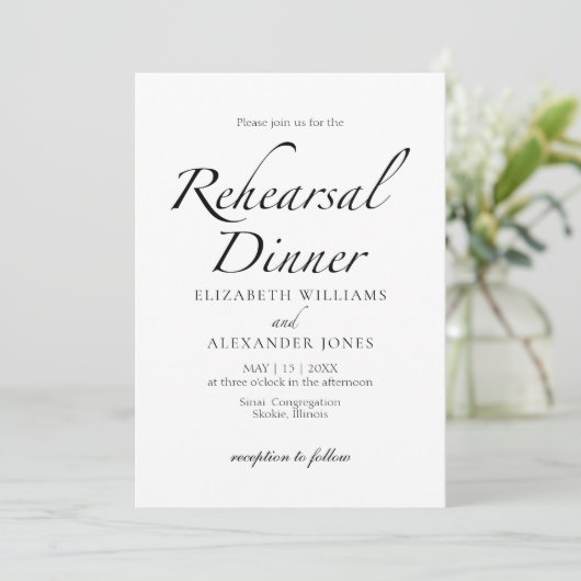 Modern Script minimalistisch repetitie diner Kaart (Staand voorkant)