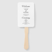 Modern Script minimalistisch wit bruiloft programm Handwaaier (Voorkant)