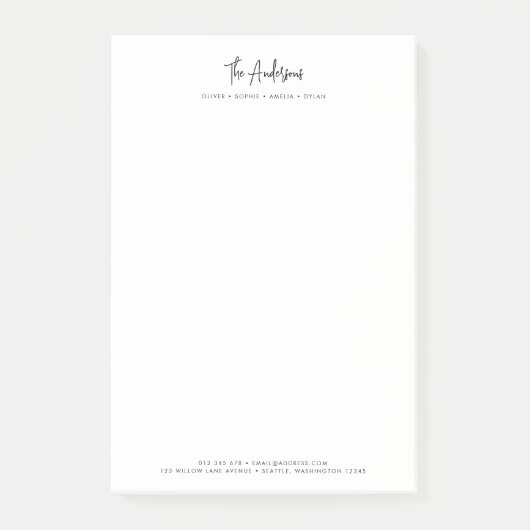 Modern Script minimalistische gepersonaliseerde fa Post-it® Notes (Voorkant)