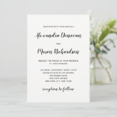 Modern script | Minimalistische zwart-wit bruiloft Kaart (Staand voorkant)