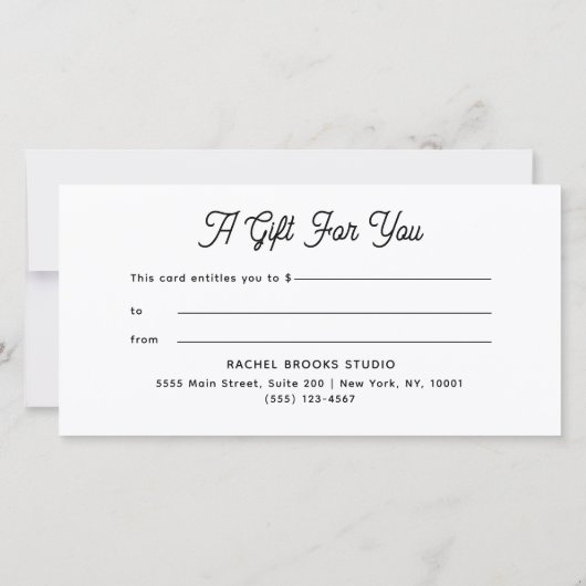 Modern Script Mint Cadeaubon (Achterkant)