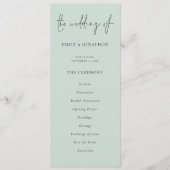 Modern Script Mint Groen Huwelijksprogramma Kaart (Voorkant)