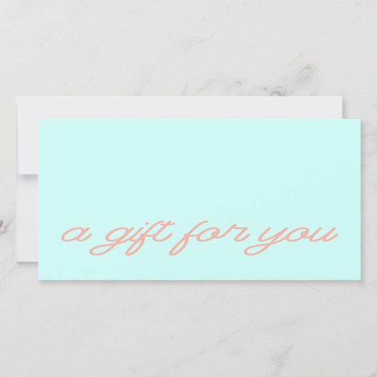 Modern Script Mint QR Code Cadeaubon (Voorkant)