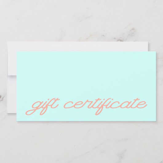 Modern Script Mint QR Code Cadeaubon (Voorkant)