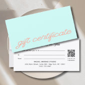 Modern Script Mint QR Code Cadeaubon