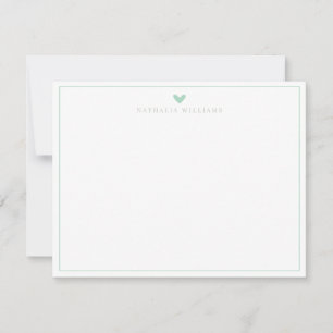 Modern Script Mintgroene Hart Rand Monogram Notitiekaartje